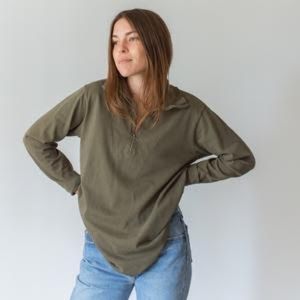 Olive green Vintage 1/4 zip Small